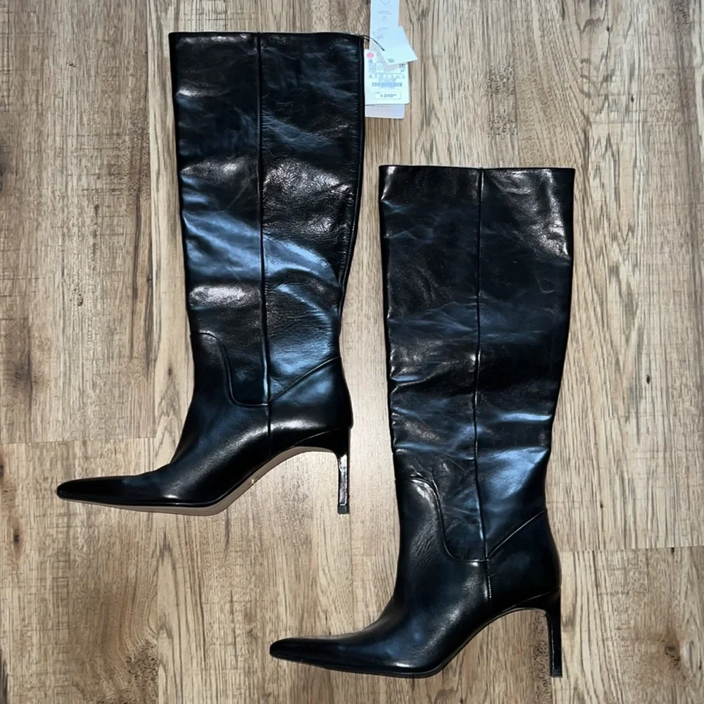 NEW! Zara 3.1” Heeled Leather Knee Boots Size 41 or 10 (US) - Picture 6 of 14